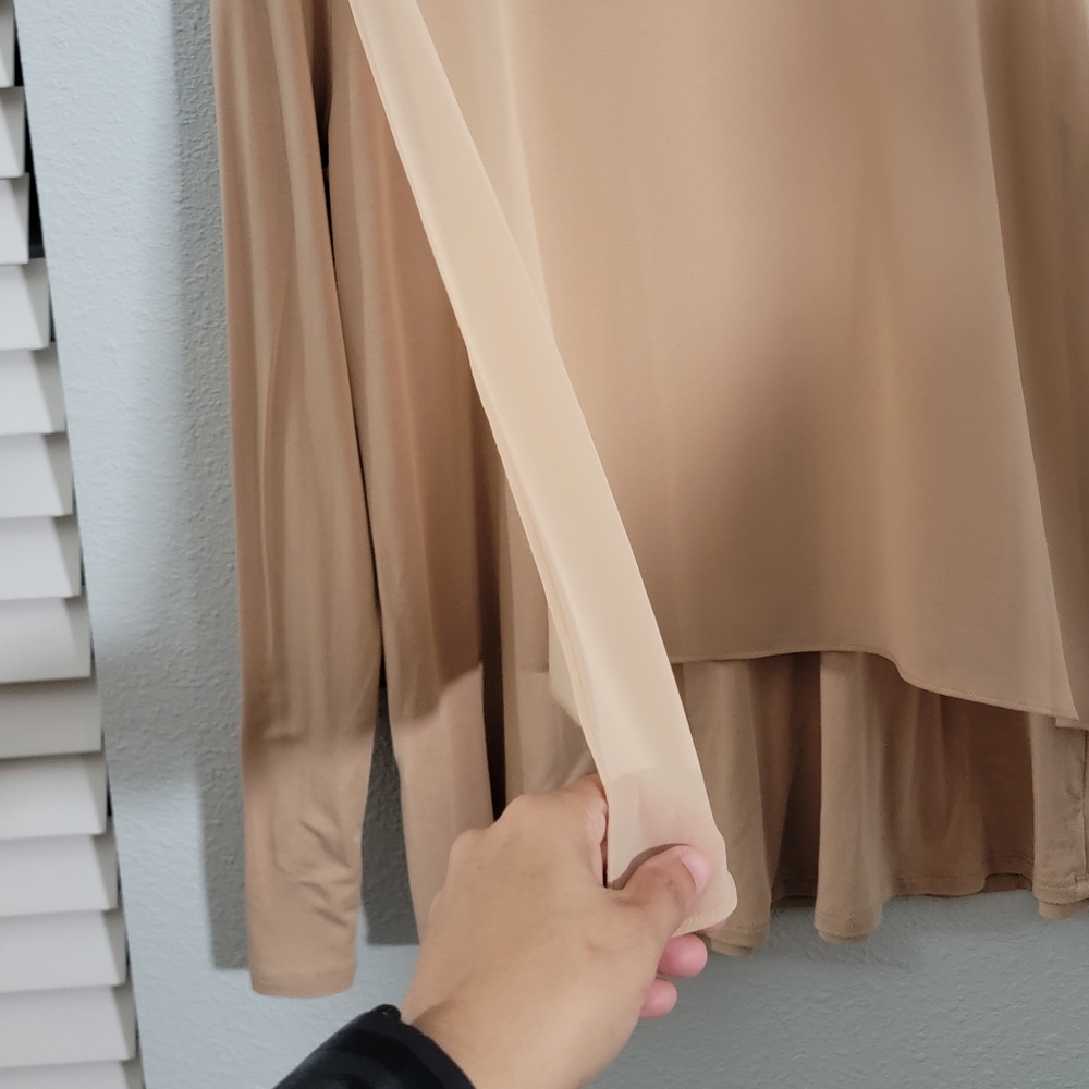 Soft Surroundings Tunic Top Women's Medium Beige Layered Chiffon Hem boho. - Picture 10 of 16